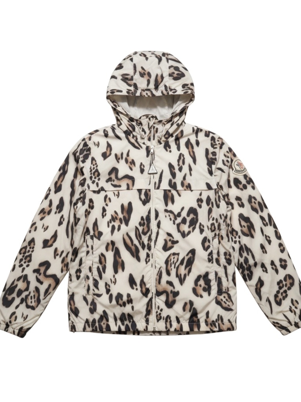 Moncler Leopard Print Hooded Windbreaker - Cream/Black/Tan